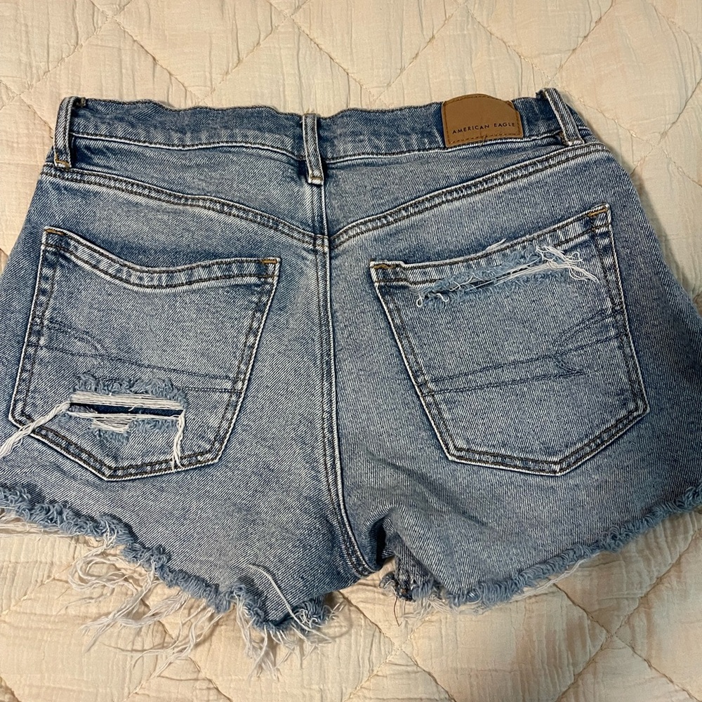 American Eagle Outfitters Light Blue Distressed Jean Shorts